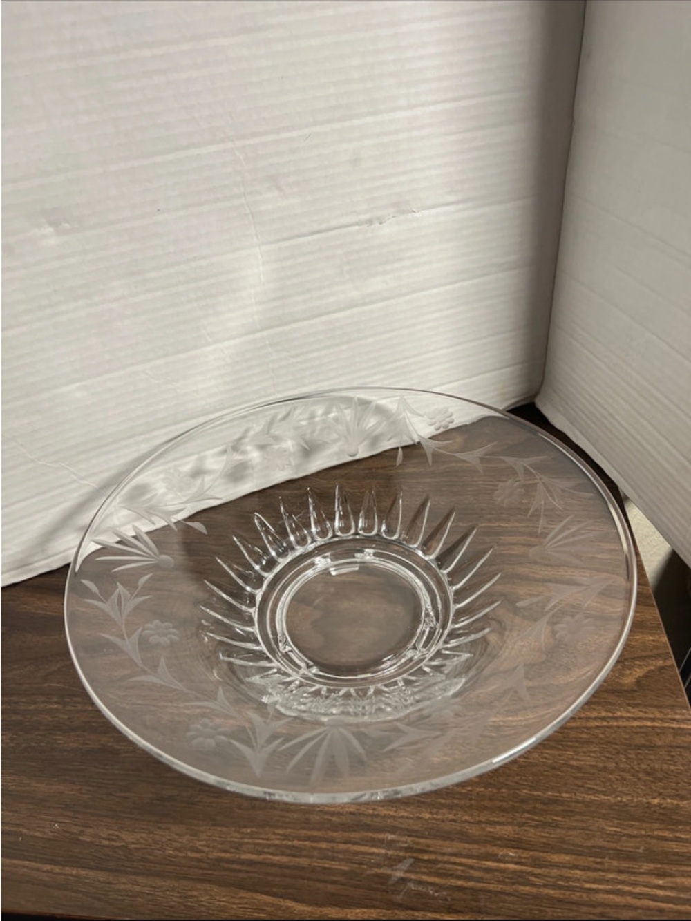 Vintage Etched Glass Bowl -
